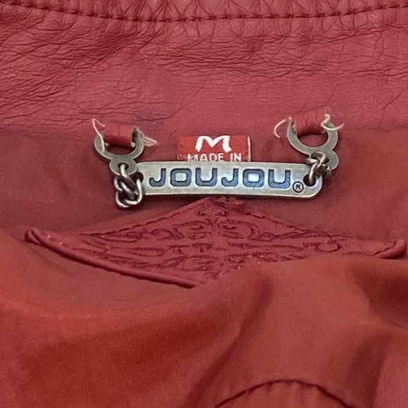 Jou Jou Faux Leather Burgundy Lined Zipper Front Closure - Picture 3 of 13